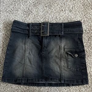 wild fable Black Washed Denim Mini Skirt with Belt